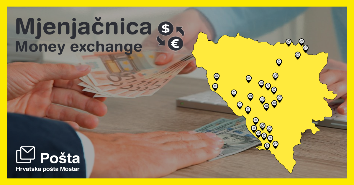 Mjenjačnica dostupna u 45 poštanskih ureda Hrvatske pošte Mostar